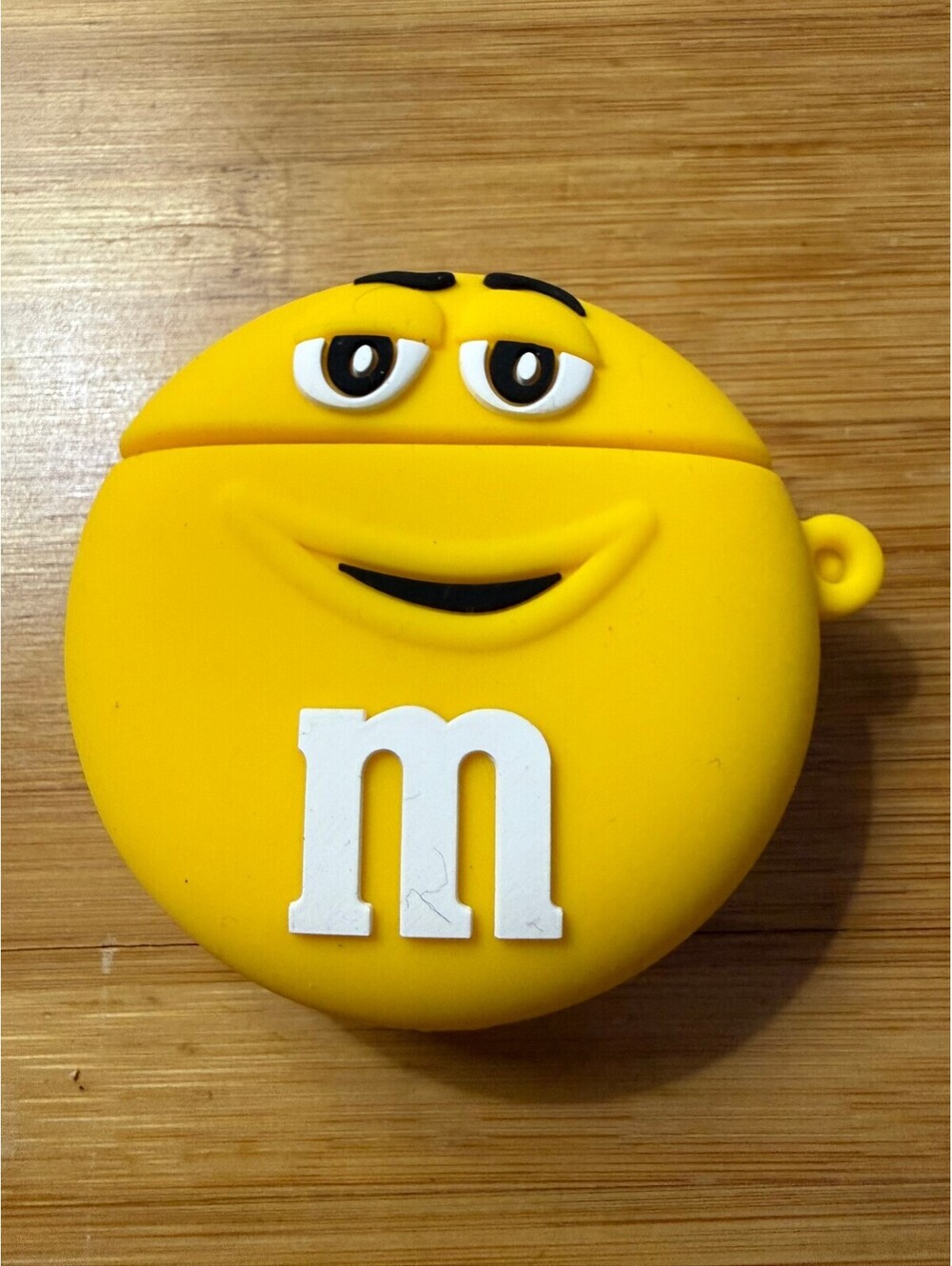 Yellow M&M Face Silicone Keychain Airpods gen 1 -2 case or bag charm